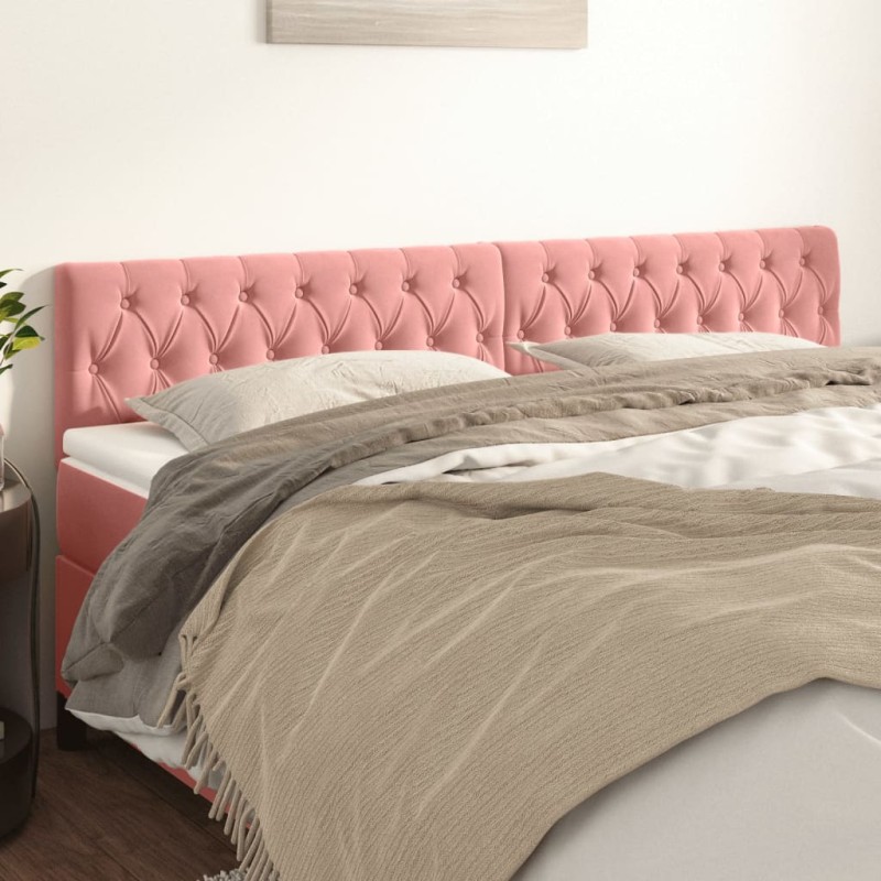Testiera 2 pz Rosa 100x7x78/88 cm in Velluto Testiera 2 pz Rosa 100x7x78/88 cm in Velluto