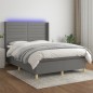 vidaXL Letto a Molle Materasso e LED Grigio Scuro 140x200cm in Tessuto vidaXL Letto a Molle Materasso e LED Grigio Scuro 140x200cm in Tessuto