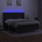 Letto a Molle con Materasso e LED Nero 180x200cm in Tessuto Letto a Molle con Materasso e LED Nero 180x200cm in Tessuto