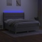 vidaXL Letto a Molle Materasso e LED Grigio Chiaro 180x200 cm Tessuto vidaXL Letto a Molle Materasso e LED Grigio Chiaro 180x200 cm Tessuto