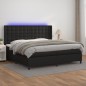 vidaXL Giroletto a Molle con Materasso e LED Nero 200x200cm Similpelle