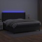 vidaXL Giroletto a Molle con Materasso e LED Nero 200x200cm Similpelle