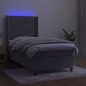 Letto a Molle Materasso e LED Grigio Chiaro 90x200 cm Velluto Letto a Molle Materasso e LED Grigio Chiaro 90x200 cm Velluto