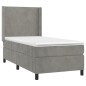 Letto a Molle Materasso e LED Grigio Chiaro 90x200 cm Velluto Letto a Molle Materasso e LED Grigio Chiaro 90x200 cm Velluto