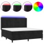 vidaXL Letto a Molle con Materasso e LED Nero 160x200 cm in Velluto