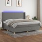 Letto a Molle Materasso e LED Grigio Scuro 200x200cm in Tessuto Letto a Molle Materasso e LED Grigio Scuro 200x200cm in Tessuto