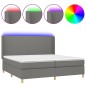 Letto a Molle Materasso e LED Grigio Scuro 200x200cm in Tessuto Letto a Molle Materasso e LED Grigio Scuro 200x200cm in Tessuto