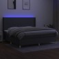 Letto a Molle Materasso e LED Grigio Scuro 200x200cm in Tessuto Letto a Molle Materasso e LED Grigio Scuro 200x200cm in Tessuto