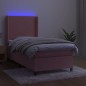 Letto a Molle con Materasso e LED Rosa 100x200 cm in Velluto Letto a Molle con Materasso e LED Rosa 100x200 cm in Velluto