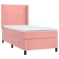 Letto a Molle con Materasso e LED Rosa 100x200 cm in Velluto Letto a Molle con Materasso e LED Rosa 100x200 cm in Velluto
