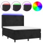 Letto a Molle con Materasso e LED Nero 140x200 cm in Velluto Letto a Molle con Materasso e LED Nero 140x200 cm in Velluto