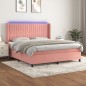 vidaXL Letto a Molle con Materasso e LED Rosa 180x200 cm in Velluto vidaXL Letto a Molle con Materasso e LED Rosa 180x200 cm in Velluto