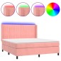 vidaXL Letto a Molle con Materasso e LED Rosa 180x200 cm in Velluto vidaXL Letto a Molle con Materasso e LED Rosa 180x200 cm in Velluto
