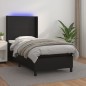 Giroletto a Molle con Materasso e LED Nero 90x200 cm Similpelle Giroletto a Molle con Materasso e LED Nero 90x200 cm Similpelle