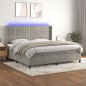 Letto a Molle Materasso e LED Grigio Chiaro 200x200 cm Velluto Letto a Molle Materasso e LED Grigio Chiaro 200x200 cm Velluto