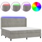 Letto a Molle Materasso e LED Grigio Chiaro 200x200 cm Velluto Letto a Molle Materasso e LED Grigio Chiaro 200x200 cm Velluto