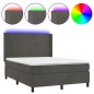 Letto a Molle con Materasso e LED Grigio Scuro 140x190 cm Letto a Molle con Materasso e LED Grigio Scuro 140x190 cm