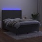 Letto a Molle con Materasso e LED Grigio Scuro 140x190 cm Letto a Molle con Materasso e LED Grigio Scuro 140x190 cm