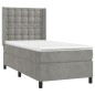 Letto a Molle Materasso e LED Grigio Chiaro 80x200 cm Velluto Letto a Molle Materasso e LED Grigio Chiaro 80x200 cm Velluto