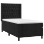 vidaXL Letto a Molle con Materasso e LED Nero 90x200 cm in Velluto vidaXL Letto a Molle con Materasso e LED Nero 90x200 cm in Velluto