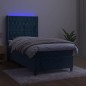 Letto a Molle con Materasso e LED Blu Scuro 100x200 cm Letto a Molle con Materasso e LED Blu Scuro 100x200 cm