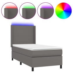 vidaXL Giroletto Molle con Materasso e LED Grigio 100x200cm Similpelle