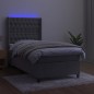 vidaXL Letto a Molle Materasso e LED Grigio Chiaro 90x200 cm Velluto vidaXL Letto a Molle Materasso e LED Grigio Chiaro 90x200 cm Velluto