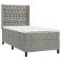 vidaXL Letto a Molle Materasso e LED Grigio Chiaro 90x200 cm Velluto vidaXL Letto a Molle Materasso e LED Grigio Chiaro 90x200 cm Velluto
