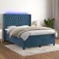 vidaXL Letto a Molle con Materasso e LED Blu Scuro 140x200 cm vidaXL Letto a Molle con Materasso e LED Blu Scuro 140x200 cm