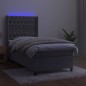 Letto a Molle Materasso e LED Grigio Chiaro 100x200 cm Velluto Letto a Molle Materasso e LED Grigio Chiaro 100x200 cm Velluto