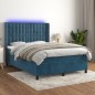 vidaXL Letto a Molle con Materasso e LED Blu Scuro 140x190 cm vidaXL Letto a Molle con Materasso e LED Blu Scuro 140x190 cm
