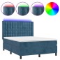 vidaXL Letto a Molle con Materasso e LED Blu Scuro 140x190 cm vidaXL Letto a Molle con Materasso e LED Blu Scuro 140x190 cm