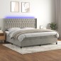 vidaXL Letto a Molle Materasso e LED Grigio Chiaro 200x200 cm Velluto vidaXL Letto a Molle Materasso e LED Grigio Chiaro 200x200 cm Velluto