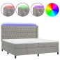 vidaXL Letto a Molle Materasso e LED Grigio Chiaro 200x200 cm Velluto vidaXL Letto a Molle Materasso e LED Grigio Chiaro 200x200 cm Velluto