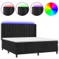 Letto a Molle con Materasso e LED Nero 160x200 cm in Velluto Letto a Molle con Materasso e LED Nero 160x200 cm in Velluto