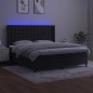 Letto a Molle con Materasso e LED Nero 160x200 cm in Velluto Letto a Molle con Materasso e LED Nero 160x200 cm in Velluto