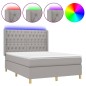 Letto a Molle Materasso e LED Grigio Chiaro 140x190 cm Tessuto Letto a Molle Materasso e LED Grigio Chiaro 140x190 cm Tessuto