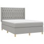 Letto a Molle Materasso e LED Grigio Chiaro 140x190 cm Tessuto Letto a Molle Materasso e LED Grigio Chiaro 140x190 cm Tessuto
