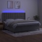 Letto a Molle Materasso e LED Grigio Chiaro 200x200 cm Velluto Letto a Molle Materasso e LED Grigio Chiaro 200x200 cm Velluto