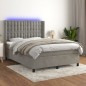 Letto a Molle Materasso e LED Grigio Chiaro 140x190 cm Velluto Letto a Molle Materasso e LED Grigio Chiaro 140x190 cm Velluto