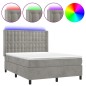 Letto a Molle Materasso e LED Grigio Chiaro 140x190 cm Velluto Letto a Molle Materasso e LED Grigio Chiaro 140x190 cm Velluto