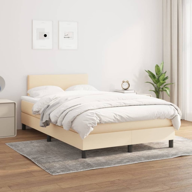vidaXL Giroletto a Molle con Materasso Crema 120x200 cm in Tessuto