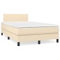 vidaXL Giroletto a Molle con Materasso Crema 120x200 cm in Tessuto