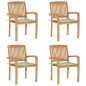 Sedie da Giardino Impilabili 4 pz con Cuscini Massello di Teak Sedie da Giardino Impilabili 4 pz con Cuscini Massello di Teak