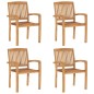 Sedie da Giardino Impilabili 4 pz con Cuscini Massello di Teak Sedie da Giardino Impilabili 4 pz con Cuscini Massello di Teak
