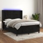 vidaXL Letto a Molle con Materasso e LED Nero 140x200 cm in Velluto vidaXL Letto a Molle con Materasso e LED Nero 140x200 cm in Velluto