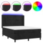 vidaXL Letto a Molle con Materasso e LED Nero 140x200 cm in Velluto vidaXL Letto a Molle con Materasso e LED Nero 140x200 cm in Velluto