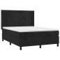 vidaXL Letto a Molle con Materasso e LED Nero 140x200 cm in Velluto vidaXL Letto a Molle con Materasso e LED Nero 140x200 cm in Velluto