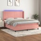 vidaXL Letto a Molle con Materasso e LED Rosa 180x200 cm in Velluto vidaXL Letto a Molle con Materasso e LED Rosa 180x200 cm in Velluto