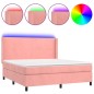 vidaXL Letto a Molle con Materasso e LED Rosa 180x200 cm in Velluto vidaXL Letto a Molle con Materasso e LED Rosa 180x200 cm in Velluto